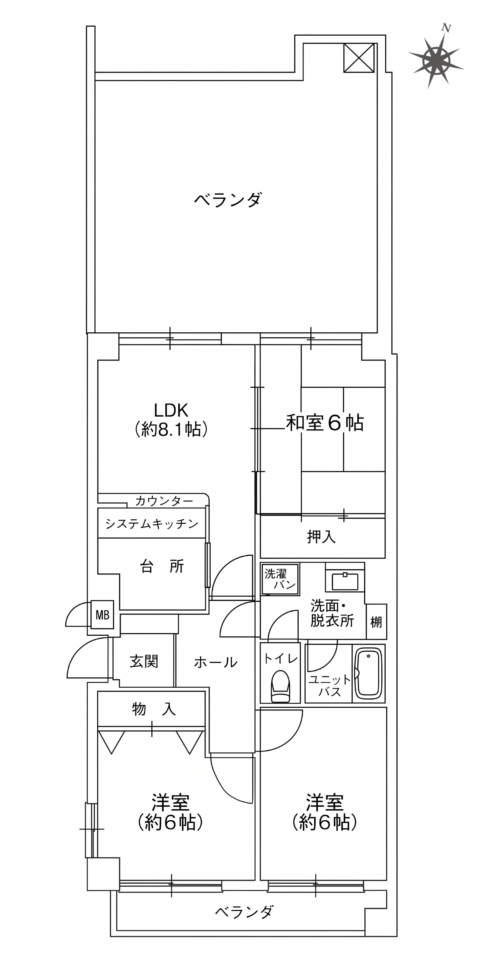 ビッグルーフバルコニー付き賃貸マンション　グラン・パレ舞子